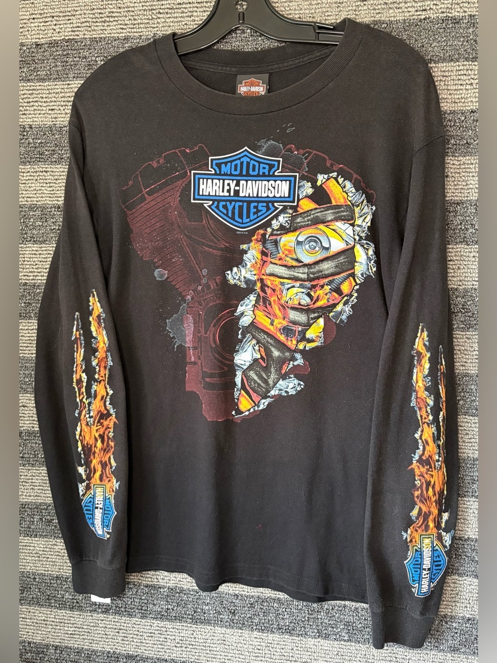 2013 Harley-Davidson Daytona Florida Flames Black Longsleeve T-Shirt Medium EUC